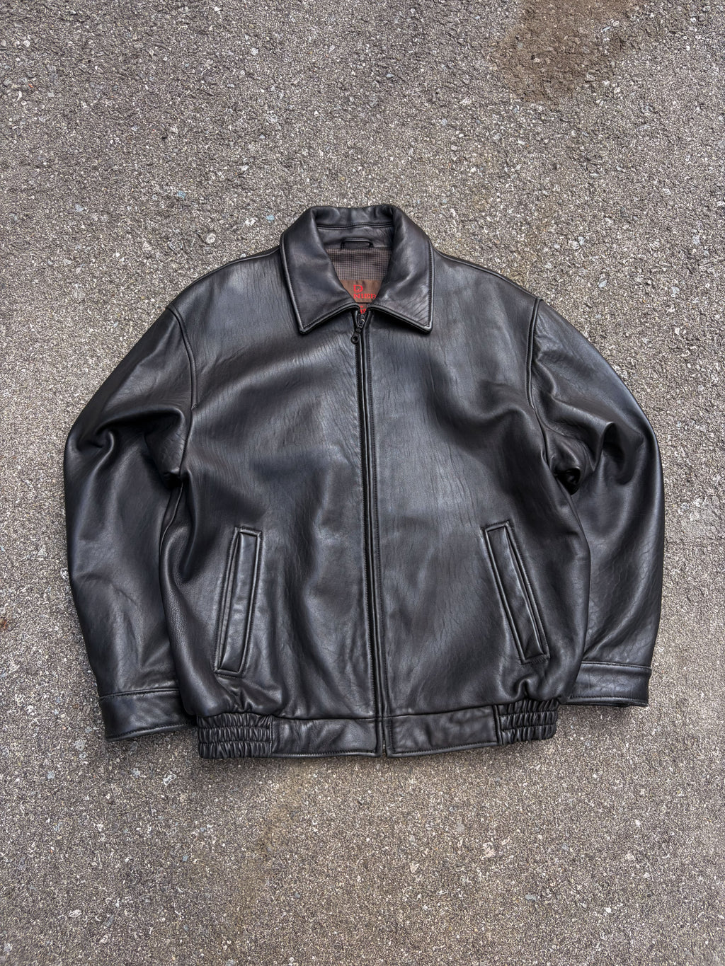 Vintage Danier Black Leather Full Zip Collared Bomber Jacket Size Medium