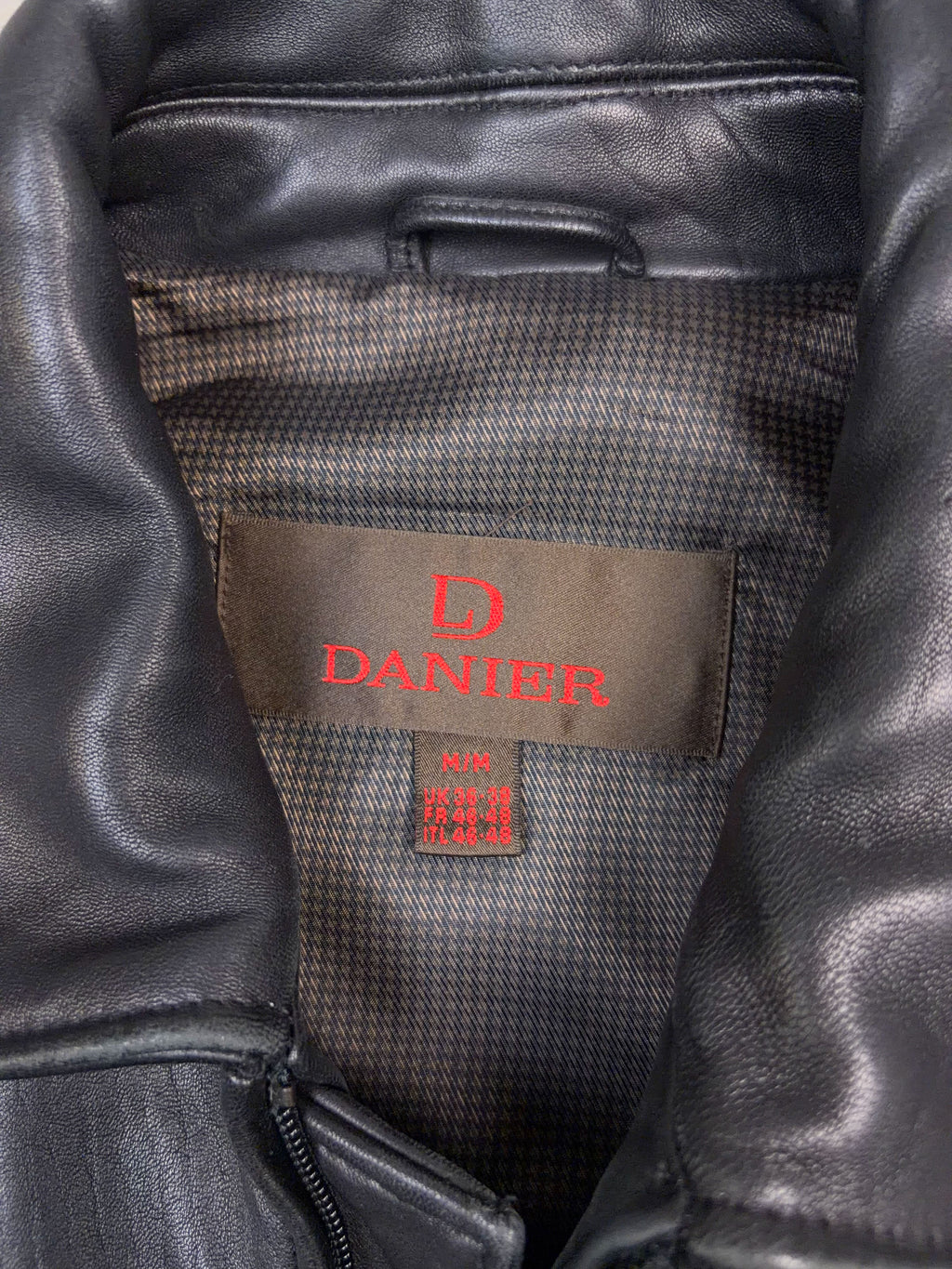 Vintage Danier Black Leather Full Zip Collared Bomber Jacket Size Medium