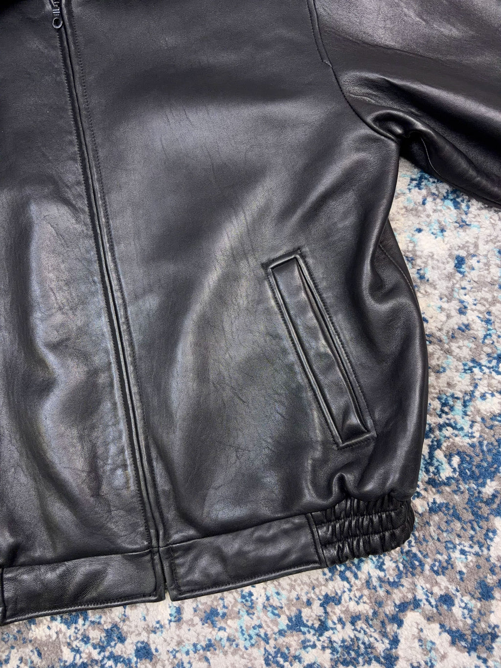 Vintage Danier Black Leather Full Zip Collared Bomber Jacket Size Medium