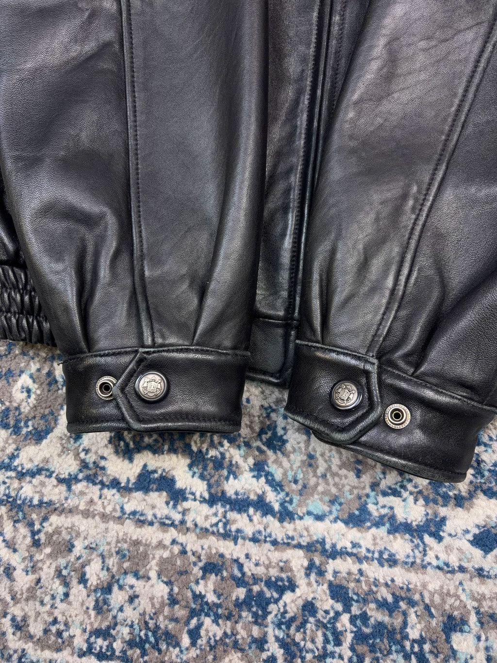 Vintage Danier Black Leather Full Zip Collared Bomber Jacket Size Medium