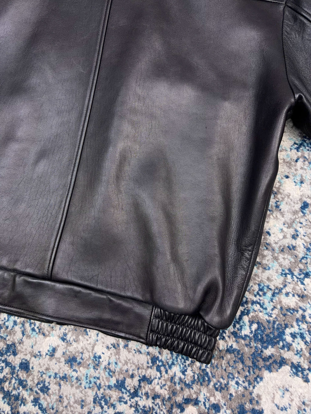 Vintage Danier Black Leather Full Zip Collared Bomber Jacket Size Medium