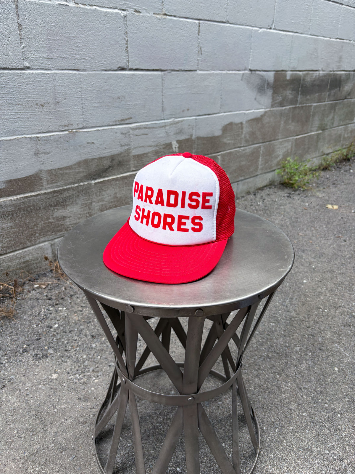 Vintage 80s/90s Paradise Shores Destination Spellout Trucker Snapback Hat OSFA