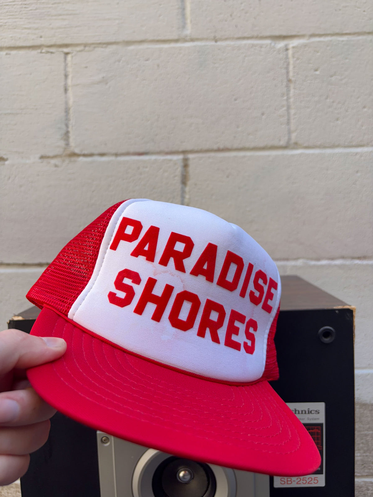 Vintage 80s/90s Paradise Shores Destination Spellout Trucker Snapback Hat OSFA