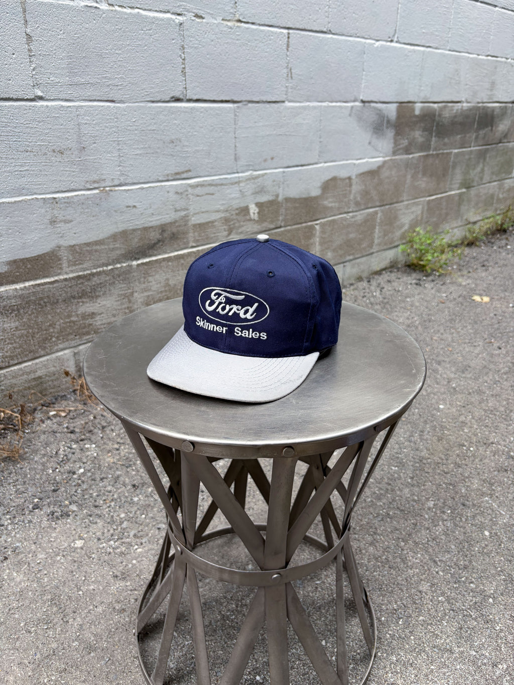 Vintage Ford Embroidered Logo Skinner Sales Two Tone Snapback Hat OSFA