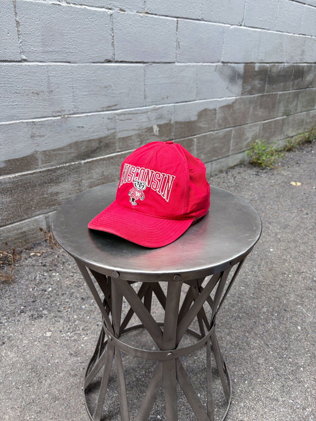 Vintage 90s Wisconsin Badgers NCAA Embroidered Mascot Spellout Snapback Hat OSFA