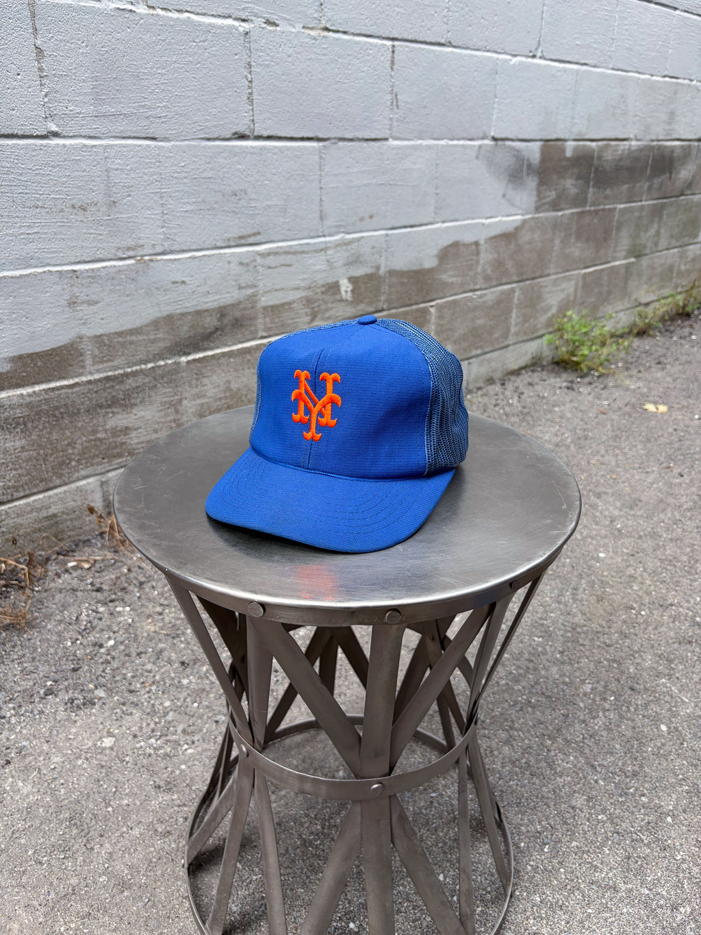 Vintage 80s/90s New York Mets MLB Embroidered Logo Trucker Snapback Hat OSFA