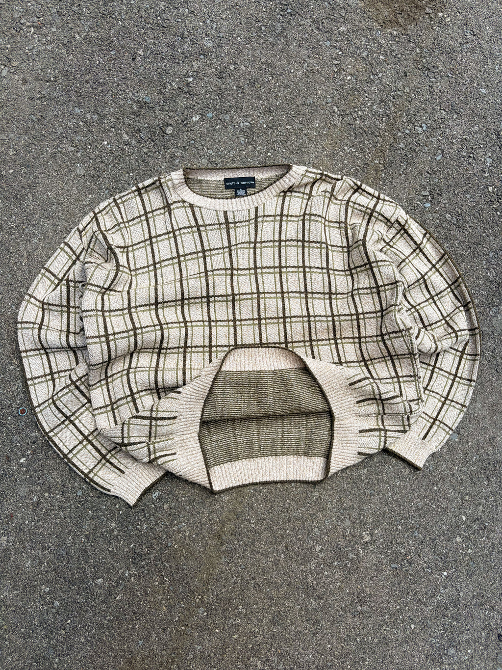 Vintage Croft & Barrow Block Pattern Pullover Knit Sweater Size XL