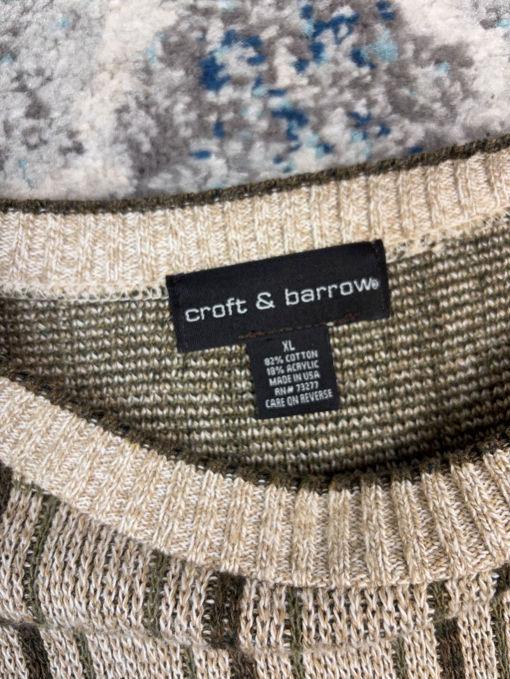 Vintage Croft & Barrow Block Pattern Pullover Knit Sweater Size XL