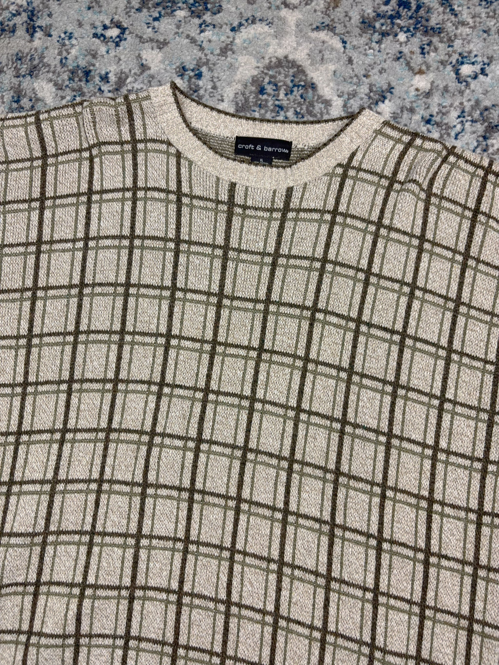 Vintage Croft & Barrow Block Pattern Pullover Knit Sweater Size XL