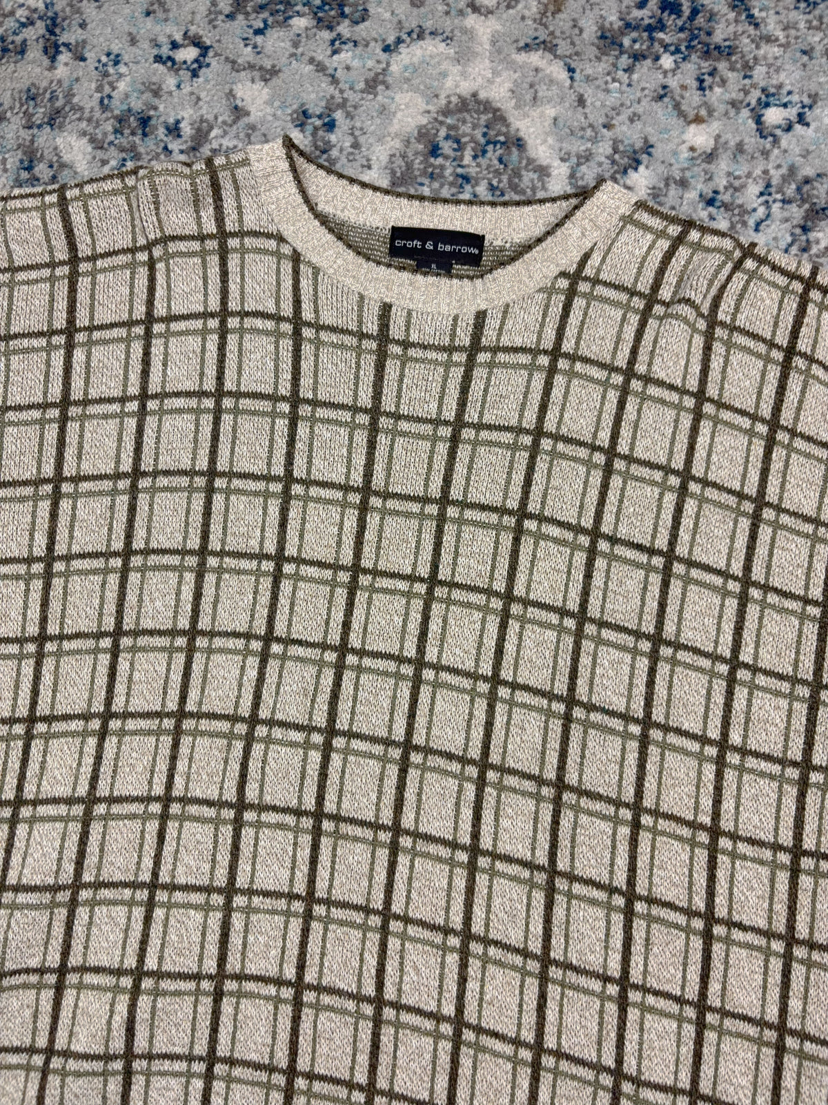 Vintage Croft & Barrow Block Pattern Pullover Knit Sweater Size XL