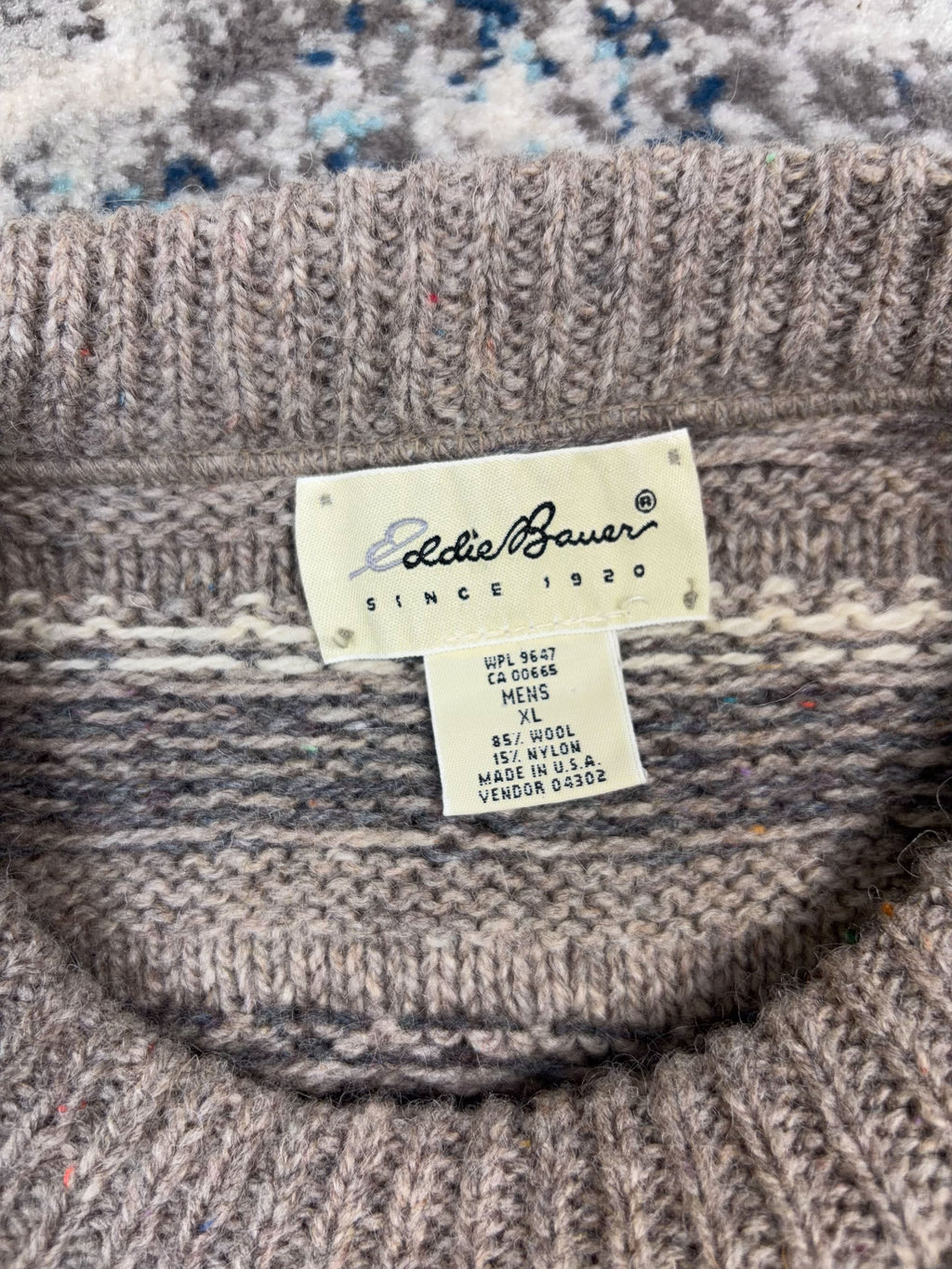 Vintage 90s Eddie Bauer Geometric Pattern Ribbed Pullover Knit Sweater Size XL