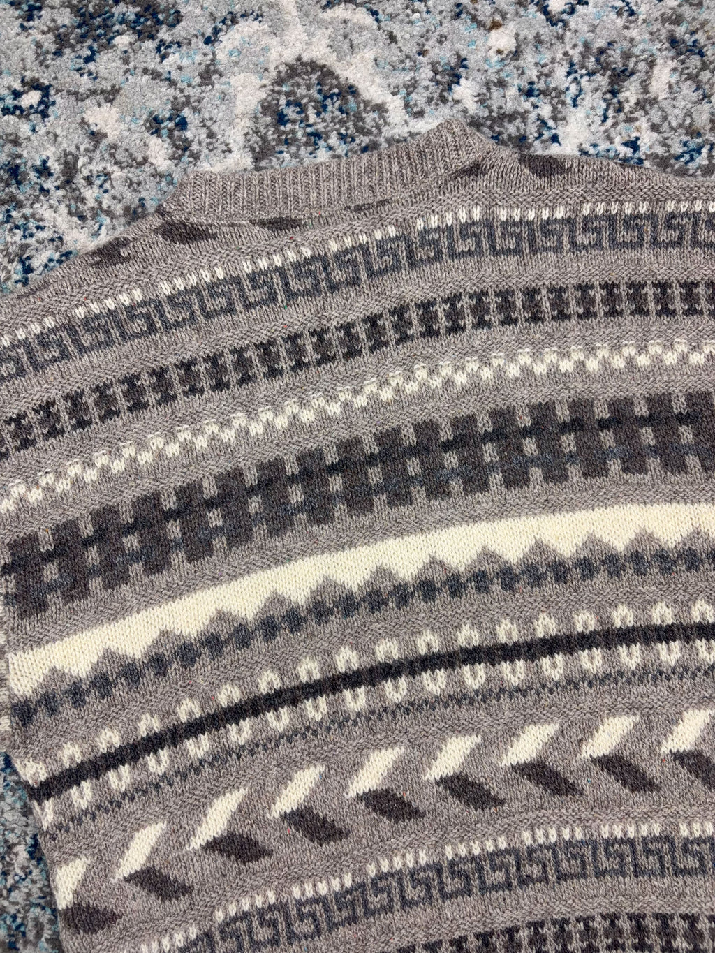 Vintage 90s Eddie Bauer Geometric Pattern Ribbed Pullover Knit Sweater Size XL