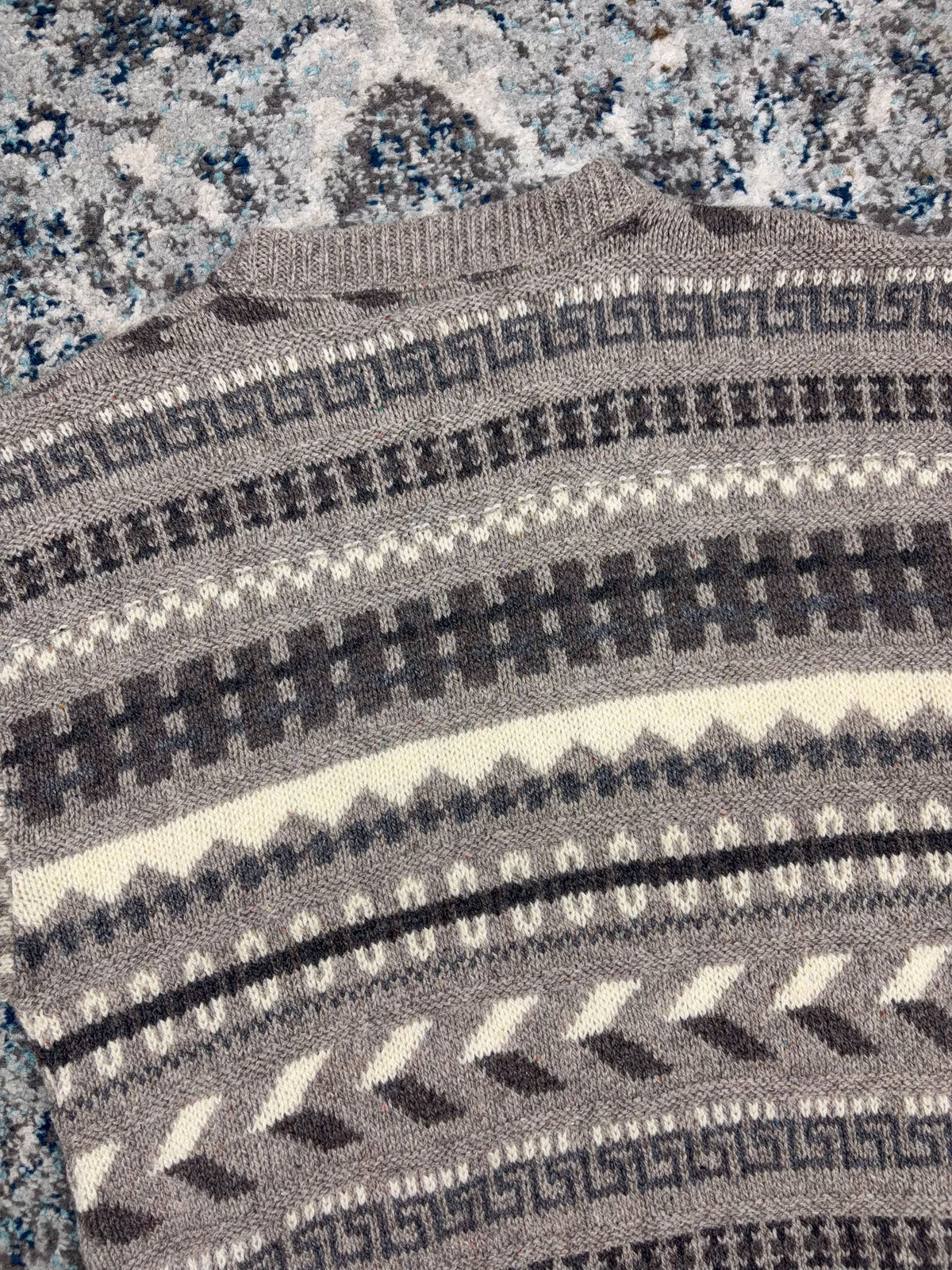 Vintage 90s Eddie Bauer Geometric Pattern Ribbed Pullover Knit Sweater Size XL