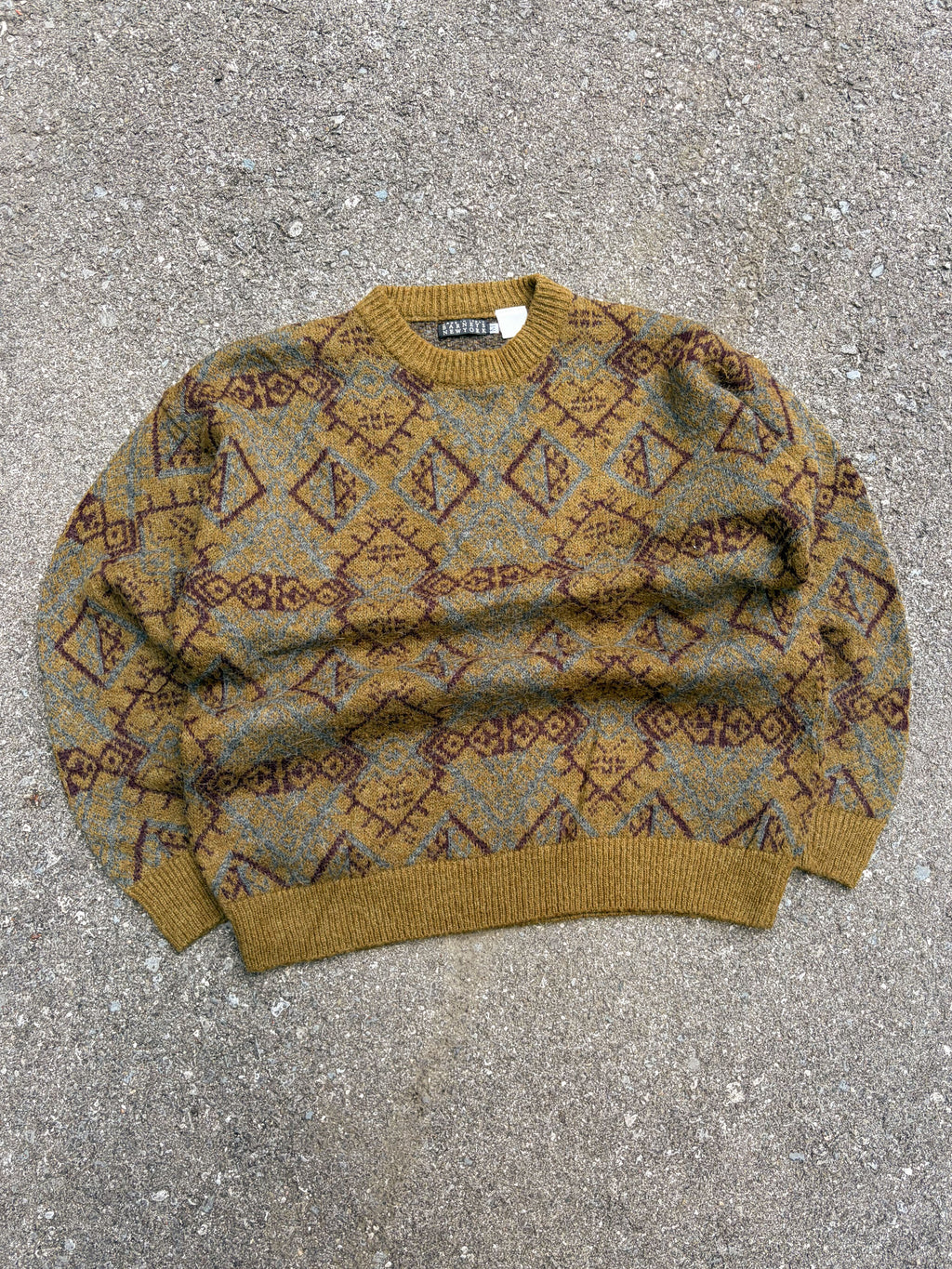 Vintage 90s Barneys New York Aztec Stripe Pattern Pullover Knit Sweater Size Medium