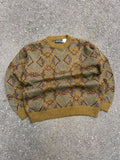 Vintage 90s Barneys New York Aztec Stripe Pattern Pullover Knit Sweater Size Medium