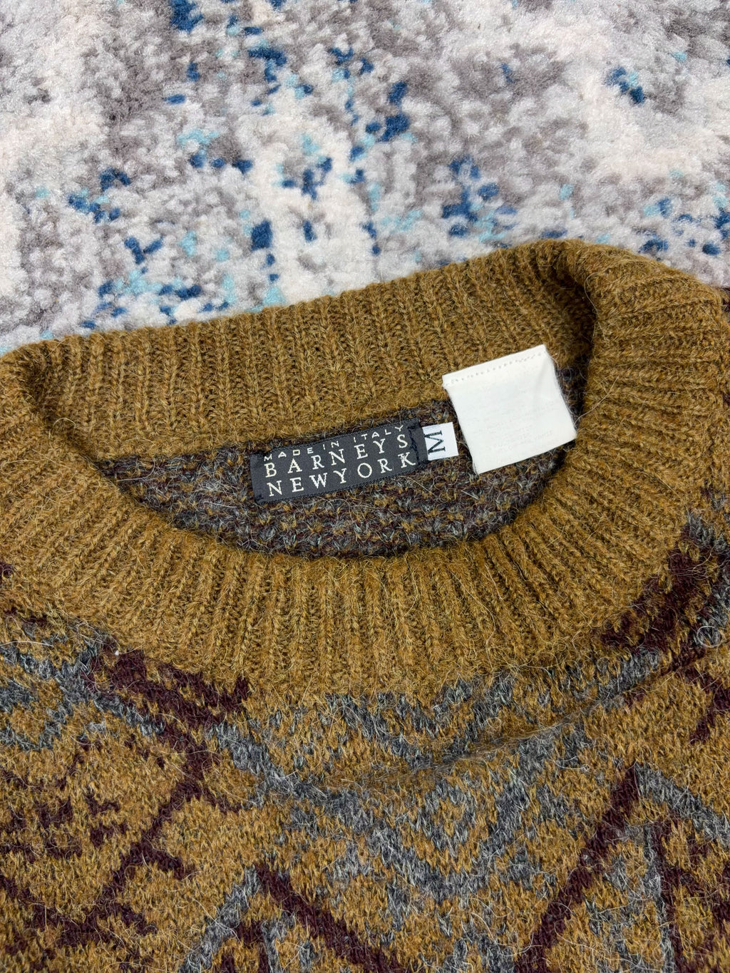 Vintage 90s Barneys New York Aztec Stripe Pattern Pullover Knit Sweater Size Medium