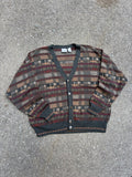 Vintage Maglifico Florence Block Pattern Striped Button Up Cardigan Sweater Size Large
