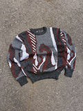 Vintage 90s Jon 1 E Abstract Pattern Print Pullover Knit Sweater Size Medium