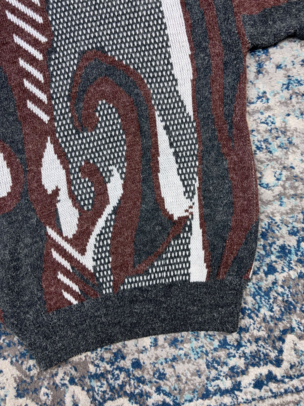 Vintage 90s Jon 1 E Abstract Pattern Print Pullover Knit Sweater Size Medium