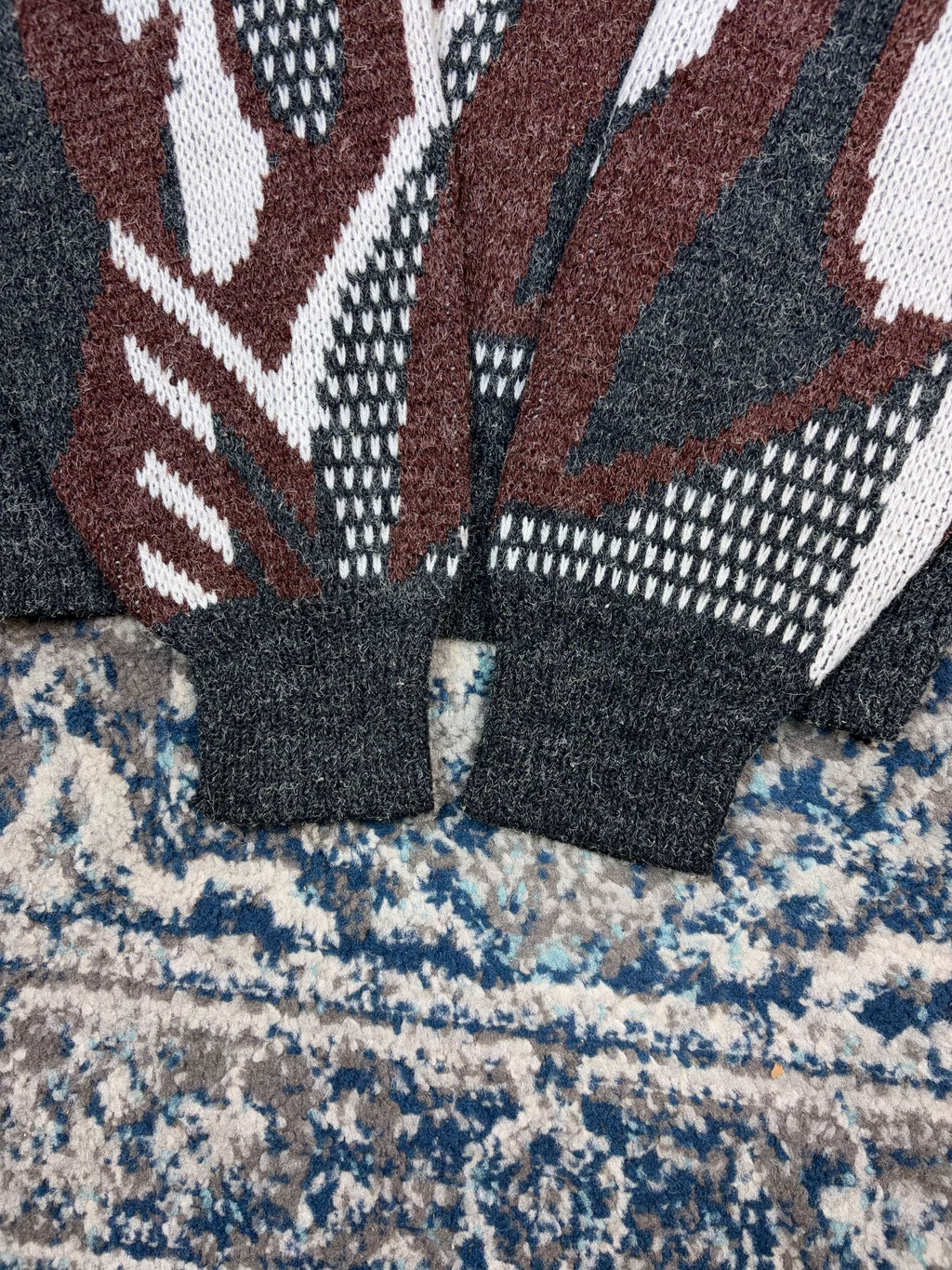 Vintage 90s Jon 1 E Abstract Pattern Print Pullover Knit Sweater Size Medium