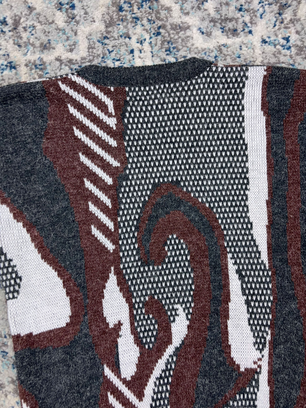 Vintage 90s Jon 1 E Abstract Pattern Print Pullover Knit Sweater Size Medium