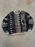 Vintage Cortina Italia Textured Stripe Pattern Pullover Knit Sweater Size XL