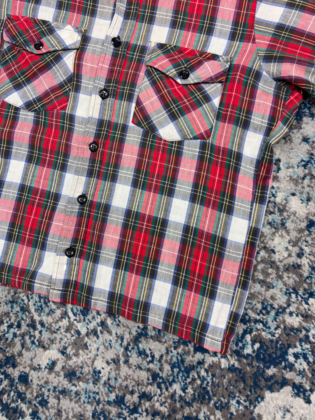 Vintage Woolrich Plaid Double Pocket Reworked Cropped Long Sleeve Button Up Shirt Size Medium