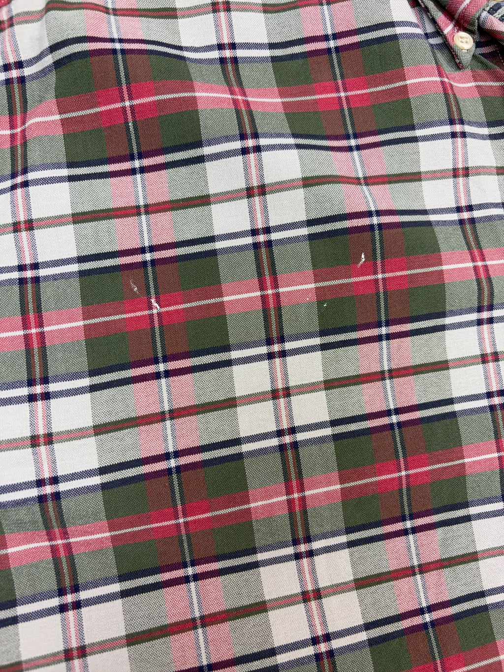 Vintage Tommy Hilfiger Embroidered Crest Plaid Reworked Cropped Button Up Shirt Size Large