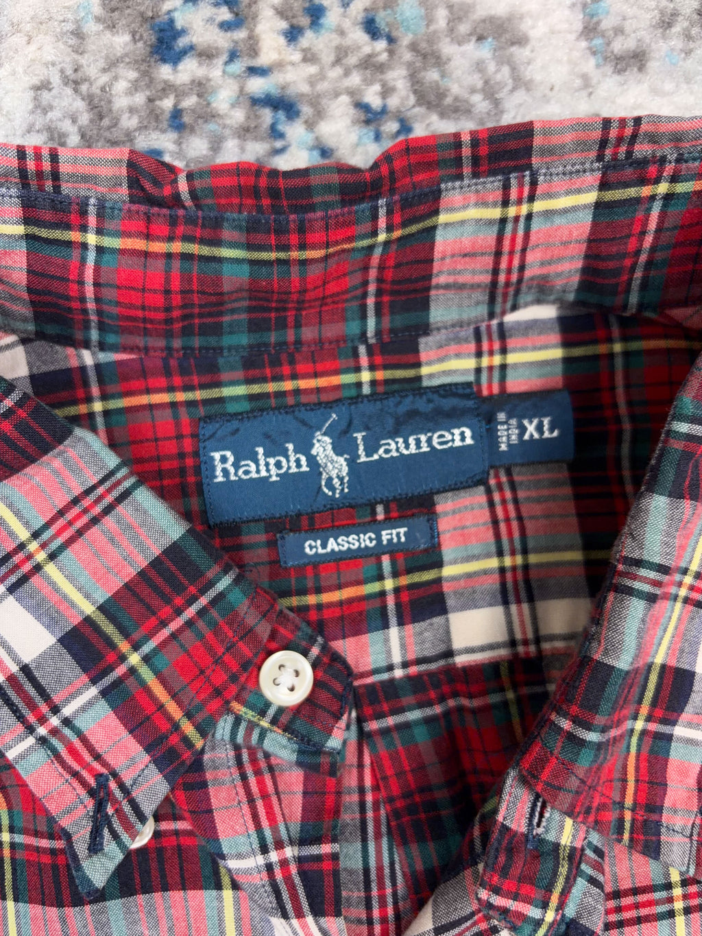 Vintage Polo Ralph Lauren Embroidered Pony Plaid Reworked Cropped Button Up Shirt Size XL