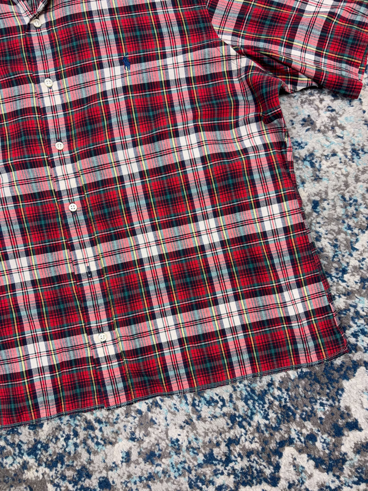 Vintage Polo Ralph Lauren Embroidered Pony Plaid Reworked Cropped Button Up Shirt Size XL