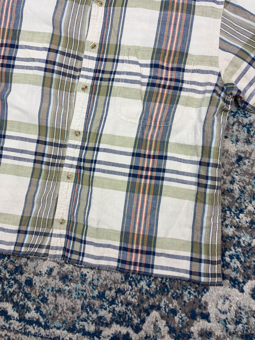 Vintage Sedgefield Plaid Single Pocket Short Sleeve Reworked Cropped Button Up Shirt Size XL