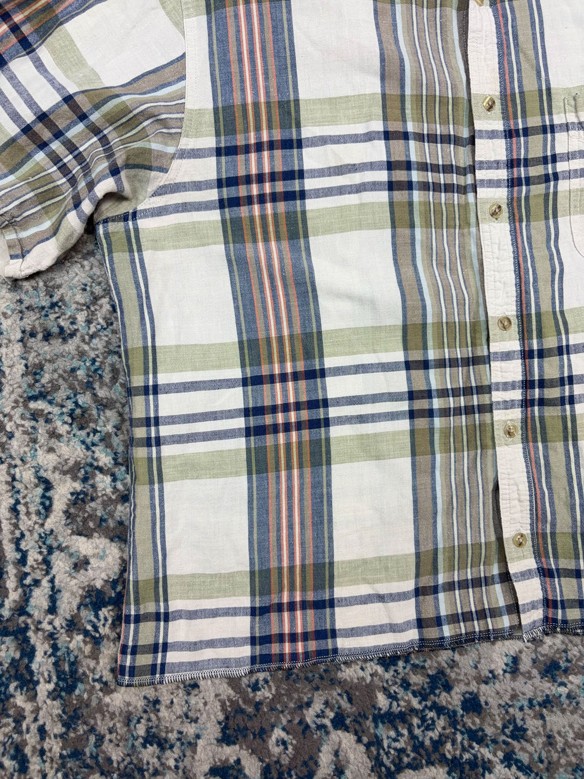 Vintage Sedgefield Plaid Single Pocket Short Sleeve Reworked Cropped Button Up Shirt Size XL