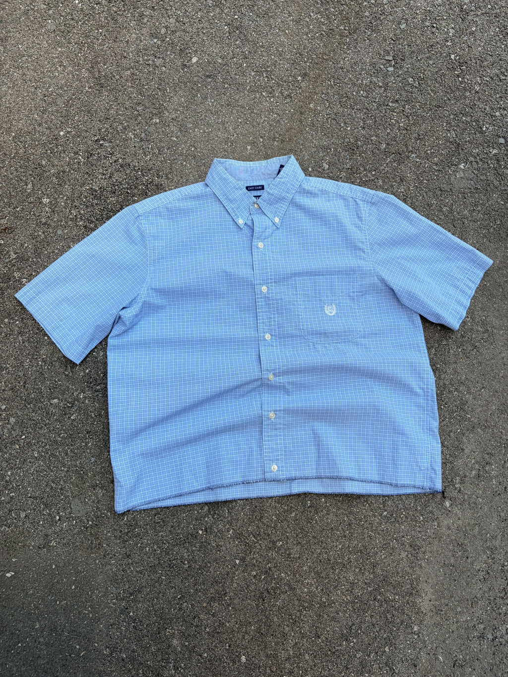 Vintage Chaps Ralph Lauren Embroidered Crest Plaid Reworked Cropped Button Up Shirt Size Large