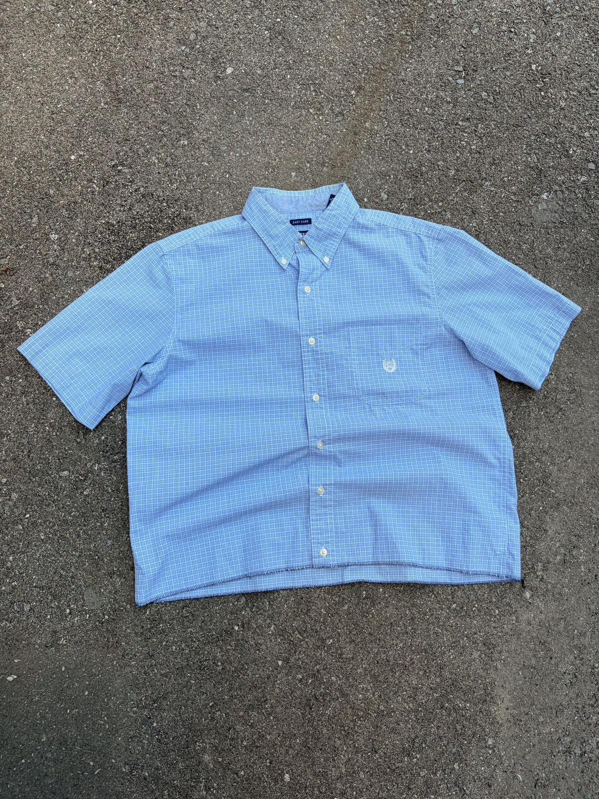 Vintage Chaps Ralph Lauren Embroidered Crest Plaid Reworked Cropped Button Up Shirt Size Large