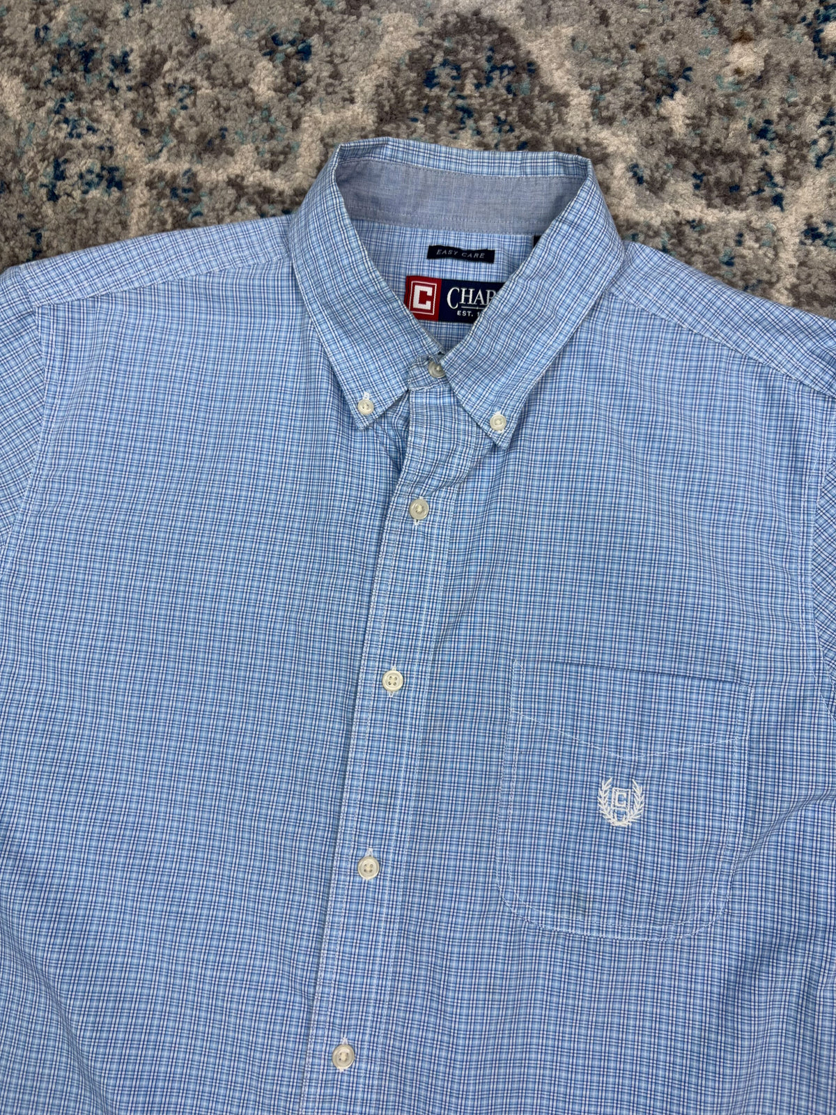 Vintage Chaps Ralph Lauren Embroidered Crest Plaid Reworked Cropped Button Up Shirt Size Large