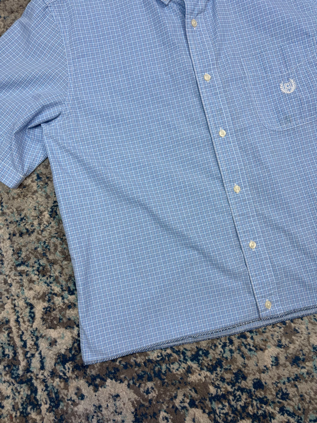 Vintage Chaps Ralph Lauren Embroidered Crest Plaid Reworked Cropped Button Up Shirt Size Large