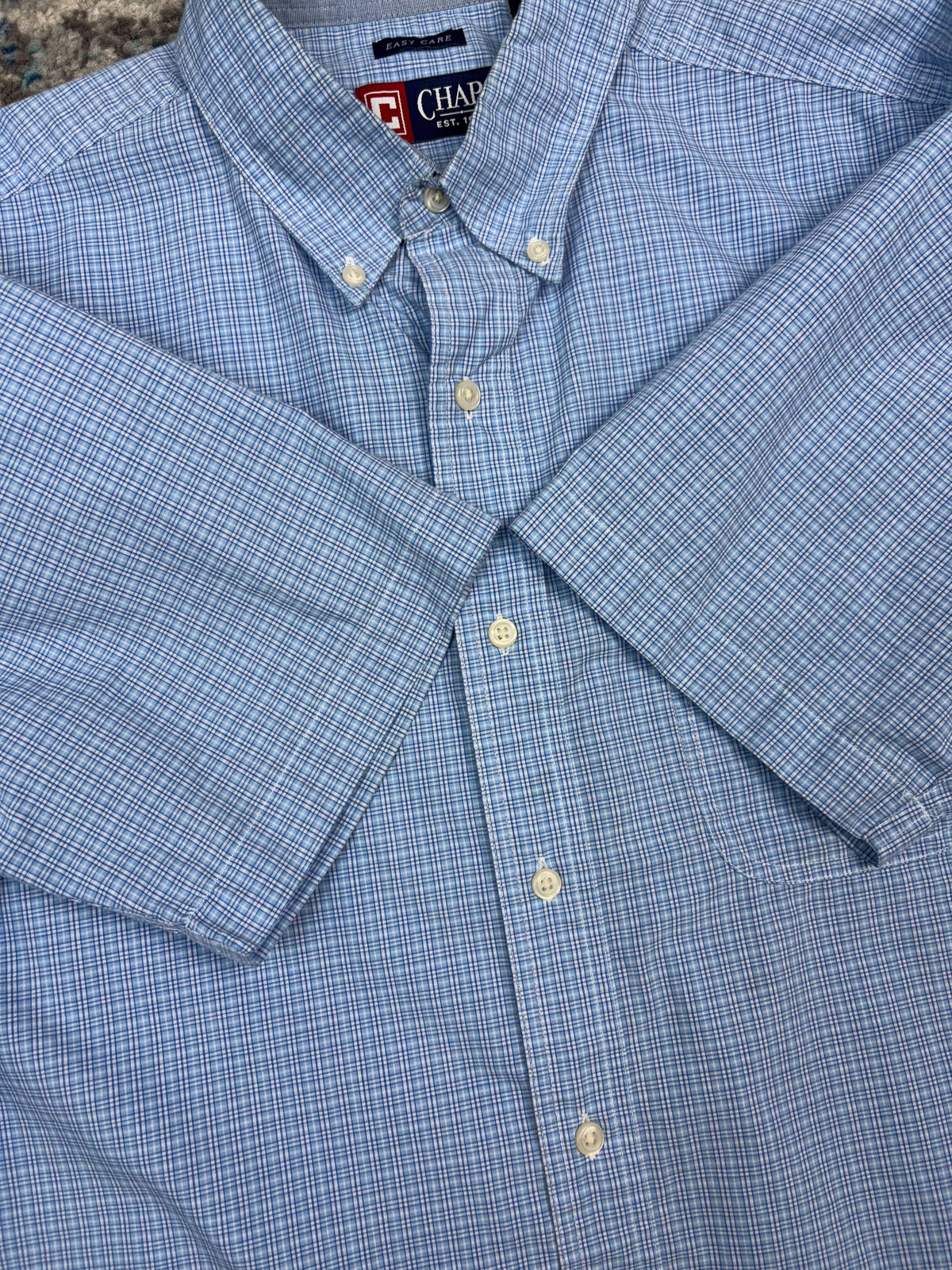 Vintage Chaps Ralph Lauren Embroidered Crest Plaid Reworked Cropped Button Up Shirt Size Large