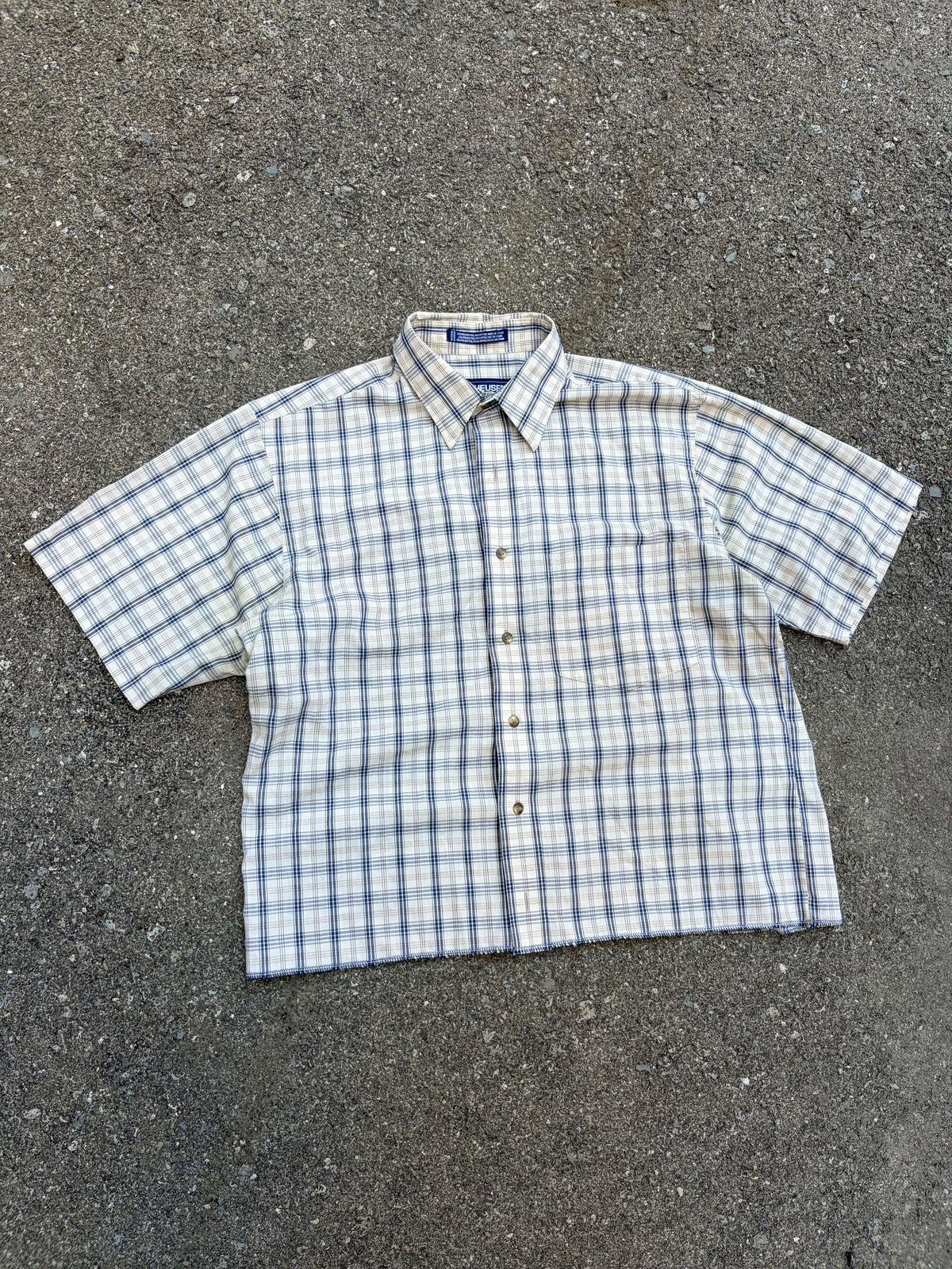 Vintage Van Heusen Plaid Single Pocket Reworked Cropped Button Up Shirt Size Medium