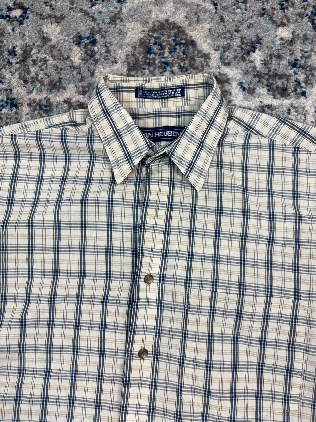 Vintage Van Heusen Plaid Single Pocket Reworked Cropped Button Up Shirt Size Medium