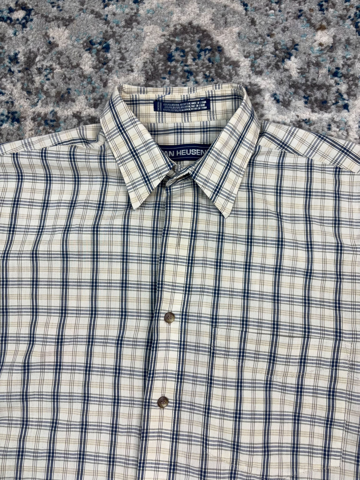 Vintage Van Heusen Plaid Single Pocket Reworked Cropped Button Up Shirt Size Medium