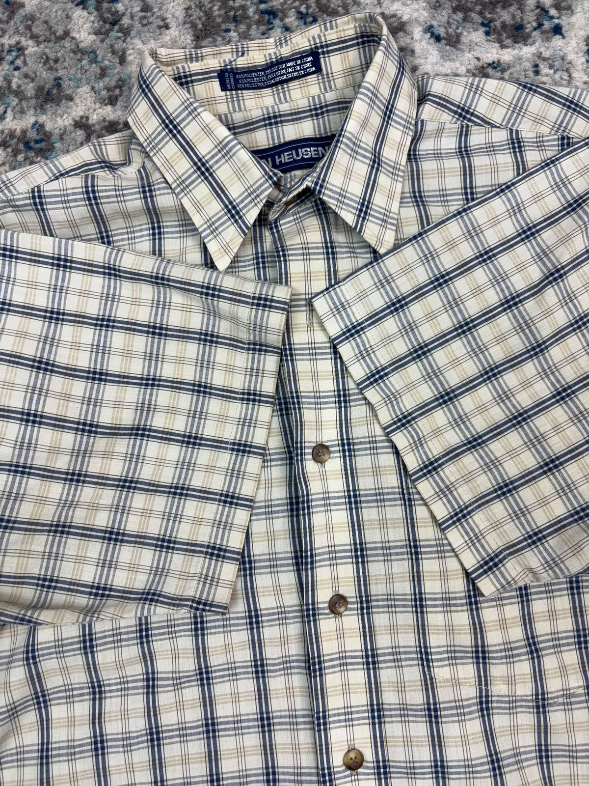 Vintage Van Heusen Plaid Single Pocket Reworked Cropped Button Up Shirt Size Medium