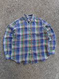 Vintage Polo Raph Lauren Embroidered Pony Plaid Long Sleeve Button Up Shirt Size Large