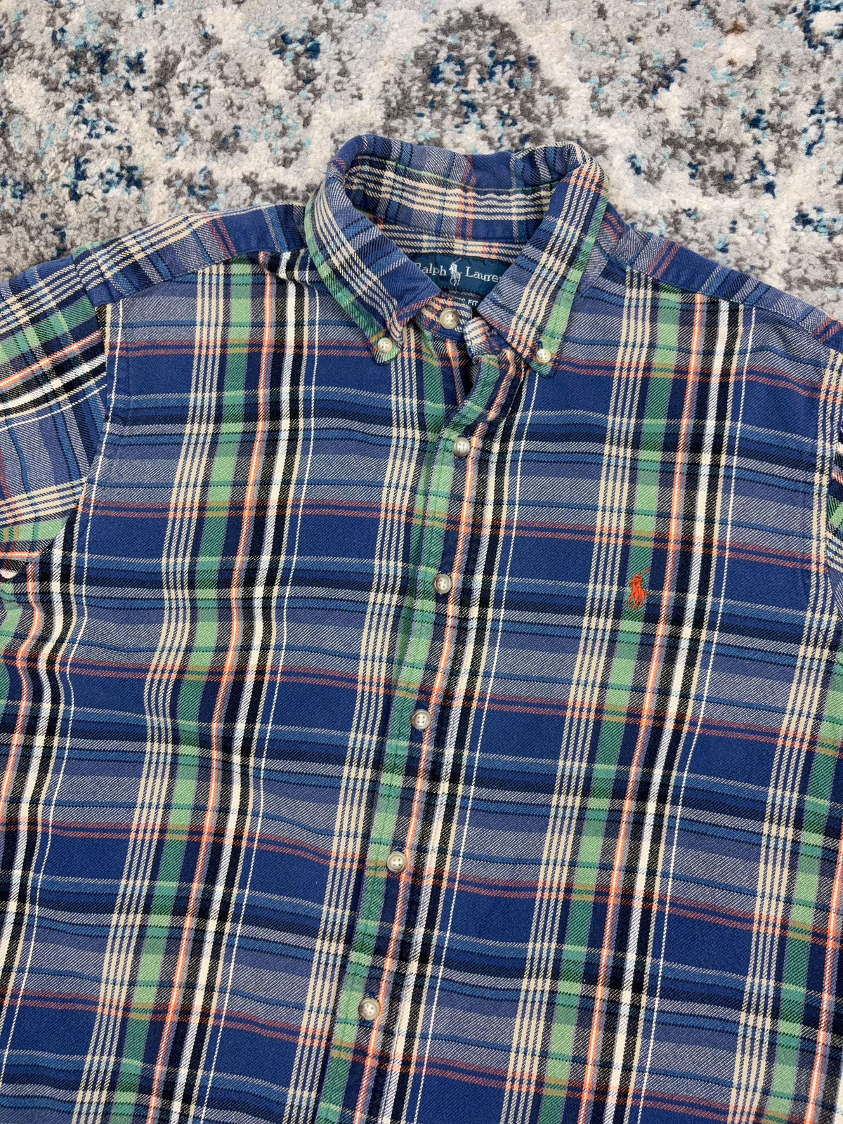 Vintage Polo Raph Lauren Embroidered Pony Plaid Long Sleeve Button Up Shirt Size Large