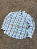 Vintage Highland County Plaid Single Pocket Long Sleeve Button Up Shirt Size Medium