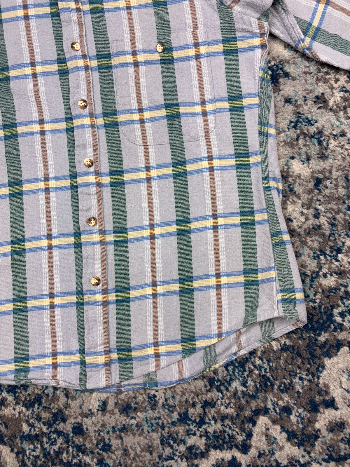 Vintage Highland County Plaid Single Pocket Long Sleeve Button Up Shirt Size Medium