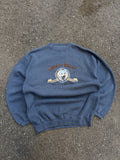 Vintage American Wildlife Embroidered Wolf Graphic Spellout Sweatshirt Size Large