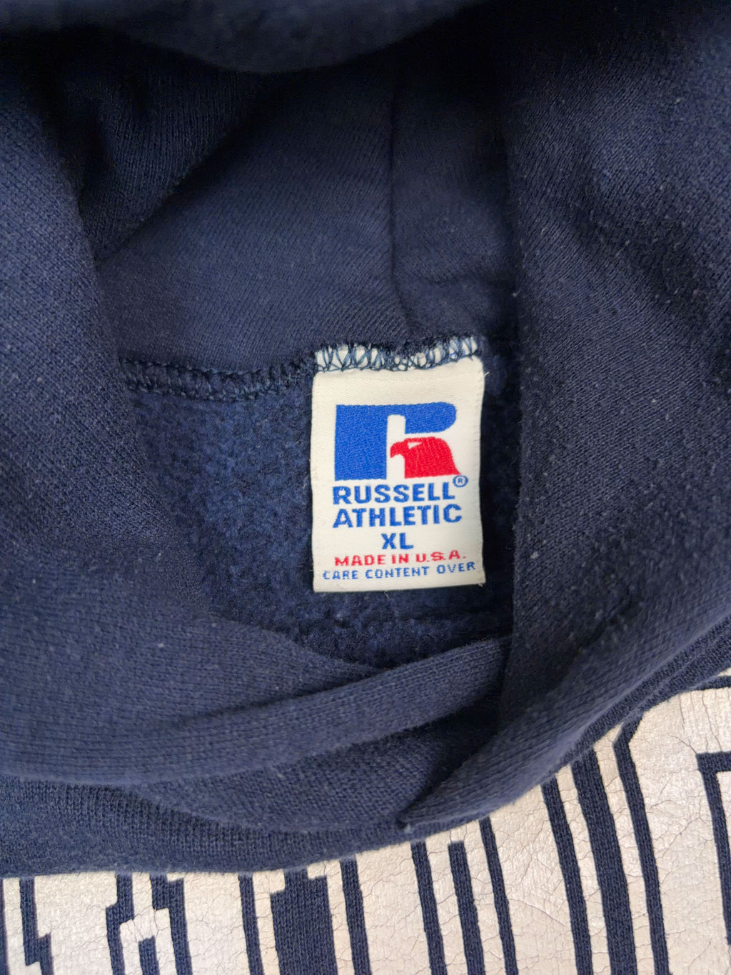 Vintage 90s Hudson NCAA Arc Spellout Russell Athletics Hooded Sweatshirt Size XL