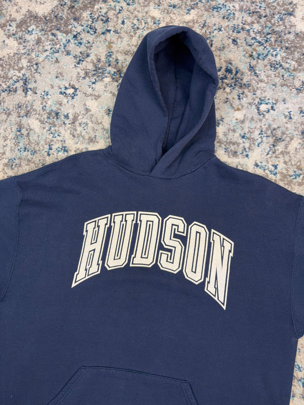 Vintage 90s Hudson NCAA Arc Spellout Russell Athletics Hooded Sweatshirt Size XL