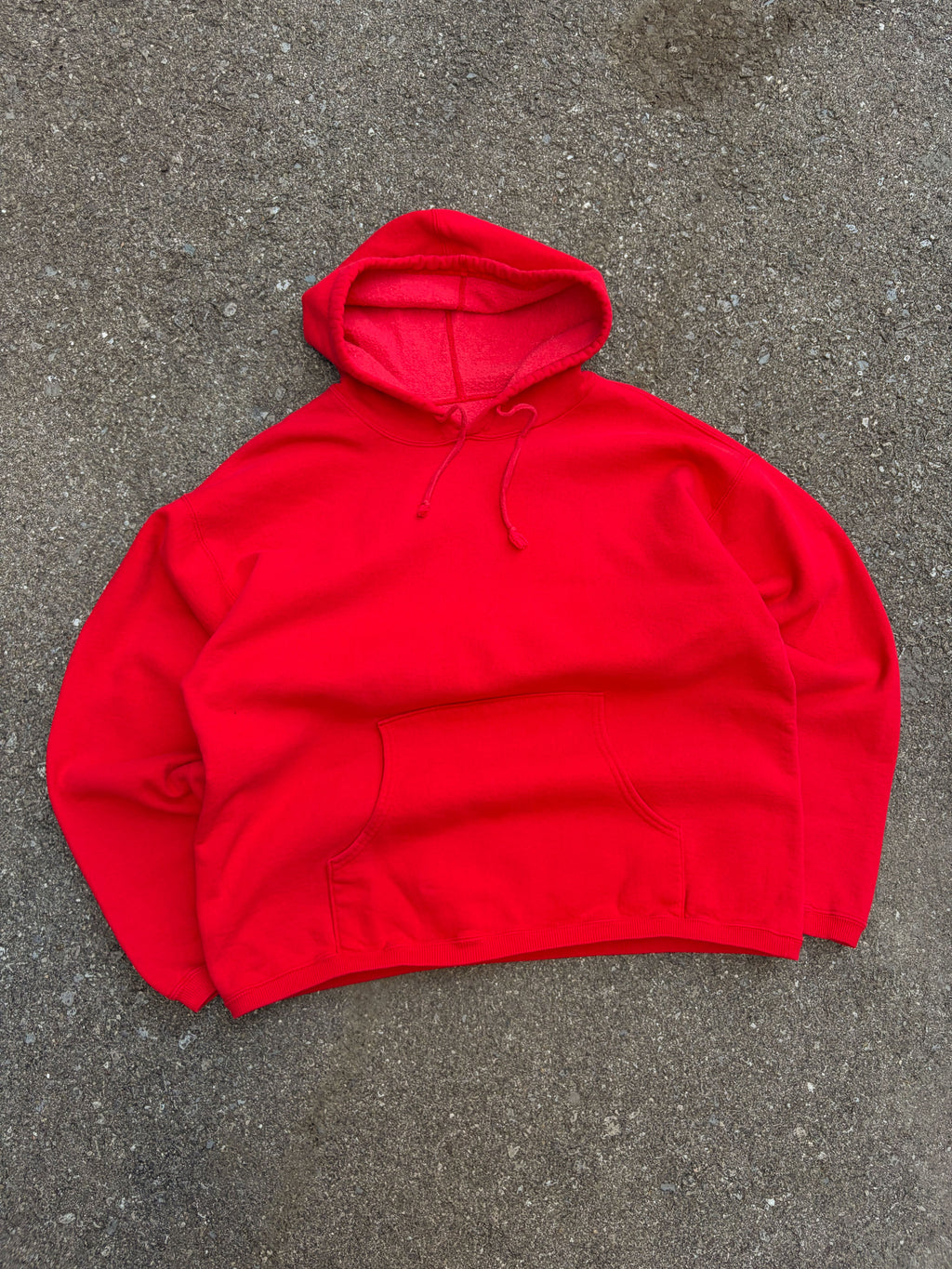Vintage 90s Blank Pullover Red Hooded Sweatshirt Size Large