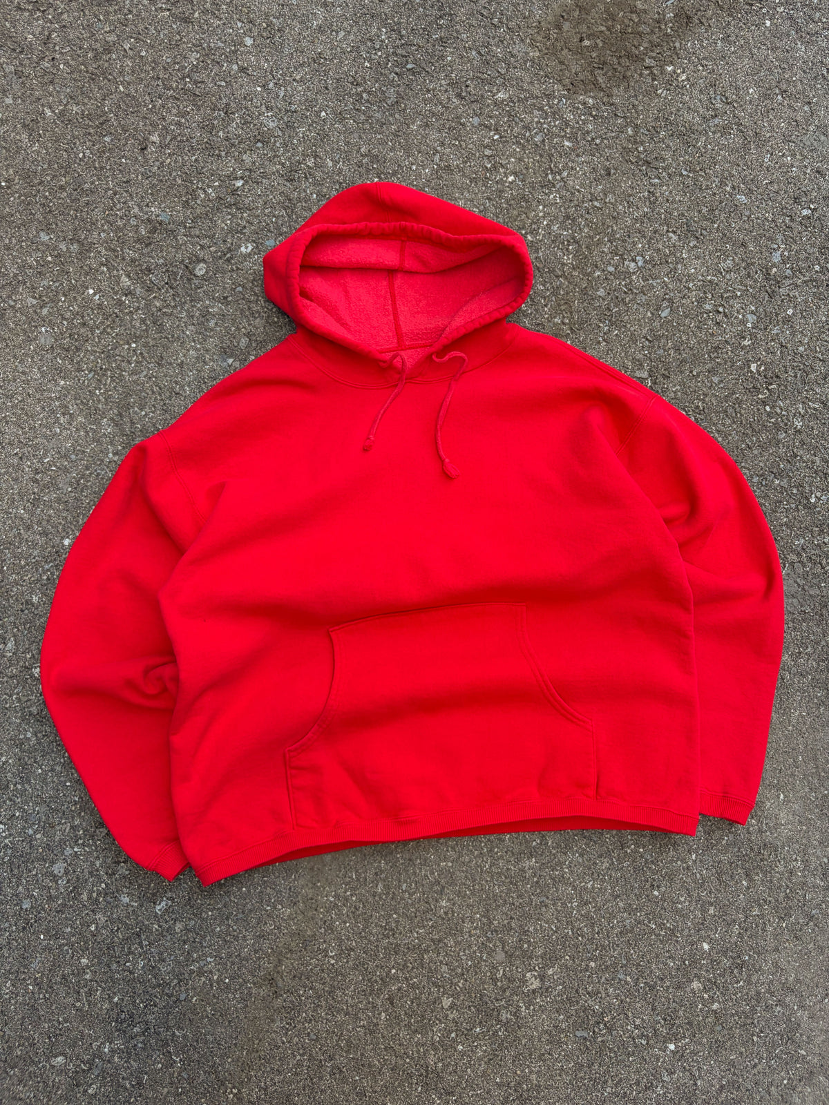 Vintage 90s Blank Pullover Red Hooded Sweatshirt Size Large